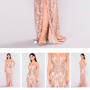 All over rose gold sequined dress